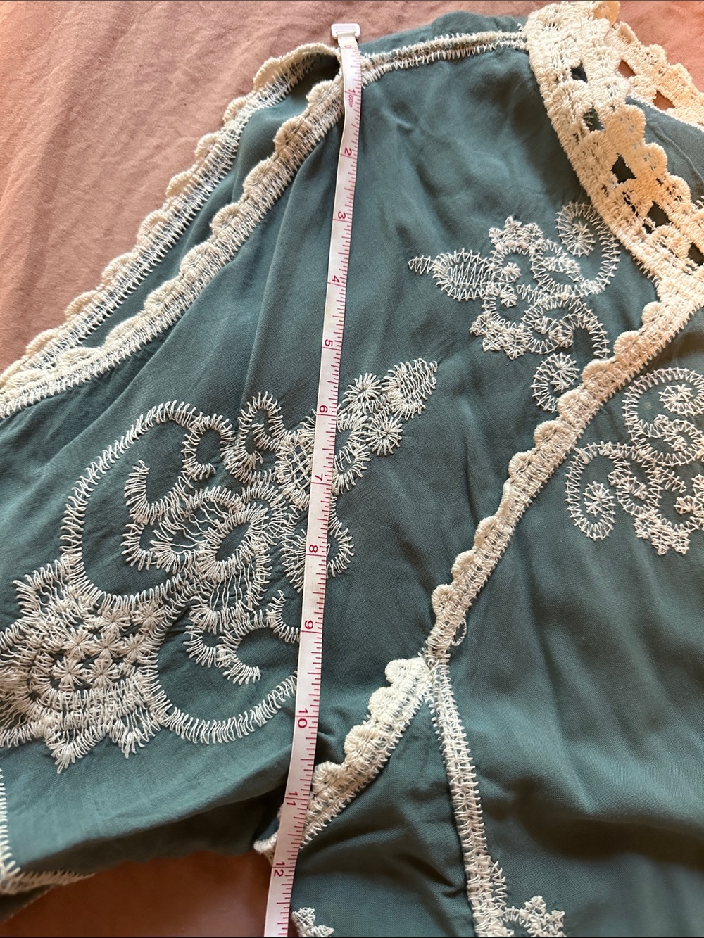 Democracy Sage Green Tunic with Cream Lace Embroidery - Picture 4 of 5